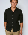 Ethan | Stylish Black Linen Button Down Shirt 1