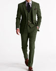 Men's Tweed Tuxedo Suit Gray Size M Wool - Elegant Wedding Suit-2