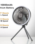 Tragbarer Campingventilator mit LED-Licht und wiederaufladbarem Akku