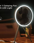 Tragbarer Campingventilator mit LED-Licht und wiederaufladbarem Akku
