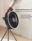 Tragbarer Campingventilator mit LED-Licht und wiederaufladbarem Akku