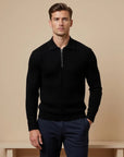Eamon Quarter Zip Sweater-Sweaters-Black-S-EdelmannandCo.