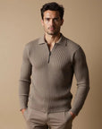 Eamon Quarter Zip Sweater-Sweaters-Taupe-S-EdelmannandCo.