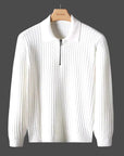 Eamon Quarter Zip Sweater-Sweaters-White-S-EdelmannandCo.