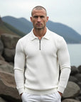 Eamon Quarter Zip Sweater-Sweaters-White-S-EdelmannandCo.