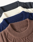 GeoKnit Textured Pullover-Sweaters-Beige-S-EdelmannandCo.