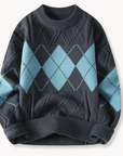 GeoKnit Textured Pullover-Sweaters-Gray-S-EdelmannandCo.