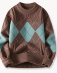 GeoKnit Textured Pullover-Sweaters-Khaki-S-EdelmannandCo.