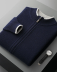 Kingston Merino Wool Zip-Through Sweater-Sweaters-Beige-S-EdelmannandCo.