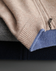 Kingston Merino Wool Zip-Through Sweater-Sweaters-Beige-S-EdelmannandCo.