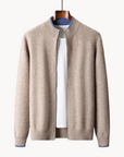 Kingston Merino Wool Zip-Through Sweater-Sweaters-Beige-S-EdelmannandCo.