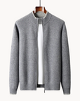 Kingston Merino Wool Zip-Through Sweater-Sweaters-Gray-S-EdelmannandCo.