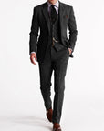 Men's Tweed Tuxedo Suit Gray Size M Wool - Elegant Wedding Suit-6