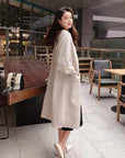 Classic Women’s Wool Blend Coat – Relaxed Fit Knee-Length Winter Coat with Wide Lapel for Everyday Elegance