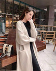 Classic Women’s Wool Blend Coat – Relaxed Fit Knee-Length Winter Coat with Wide Lapel for Everyday Elegance