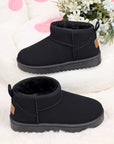 Women's Black Ultra Mini Platform Boots with Fur Lining – Stylish Ankle Booties for Winter