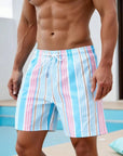 Levin | Gestreifte Schnell trocknende Badeshorts für Surfen & Schwimmen