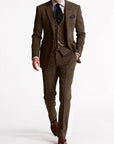 Men's Tweed Tuxedo Suit Gray Size M Wool - Elegant Wedding Suit-4