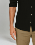 Ethan | Stylish Black Linen Button Down Shirt 4