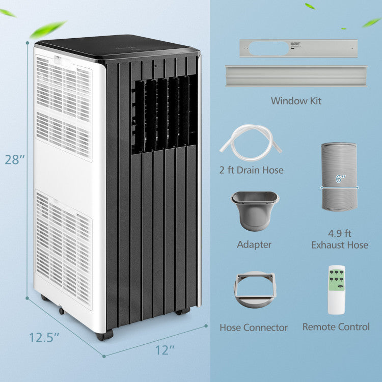 10000 BTU(Ashrae) Portable Air Conditioner Cools 350 Sq.Ft with Dehumidifier 1