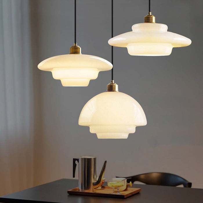 MilkGlass Glow – Soft Ivory Glass Pendant for Serene Ambiance