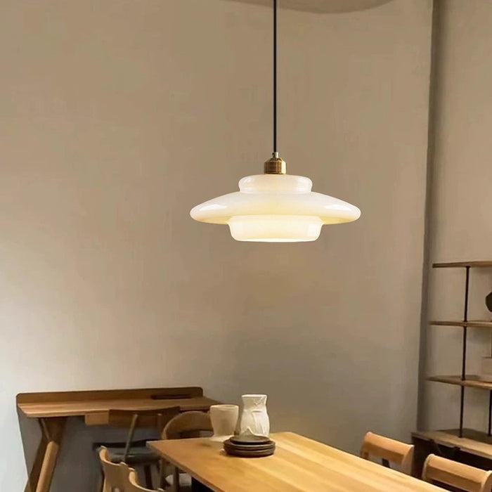 MilkGlass Glow – Soft Ivory Glass Pendant for Serene Ambiance