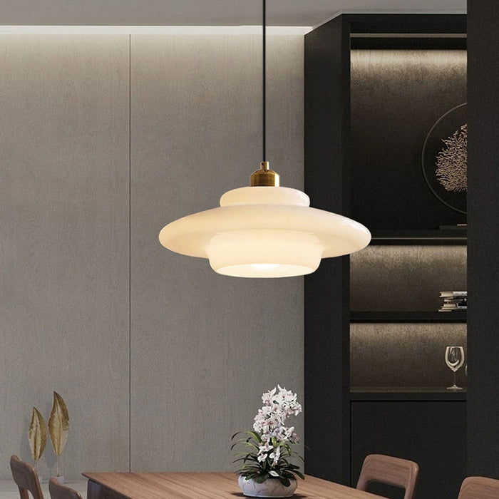 MilkGlass Glow – Soft Ivory Glass Pendant for Serene Ambiance