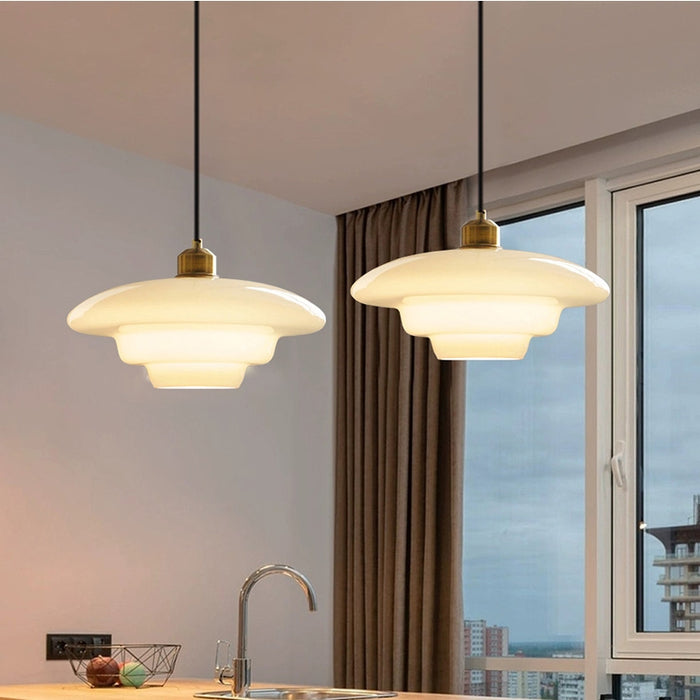 MilkGlass Glow – Soft Ivory Glass Pendant for Serene Ambiance