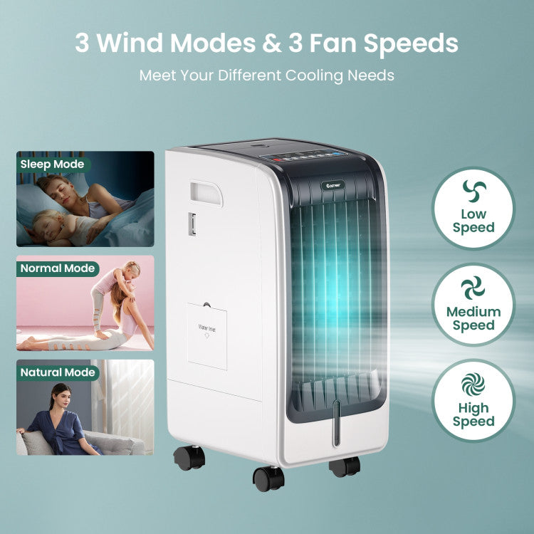 110V Portable Cooling Evaporative Fan with 3-Speed and 8H Timer Function 2