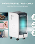 110V Portable Cooling Evaporative Fan with 3-Speed and 8H Timer Function 2
