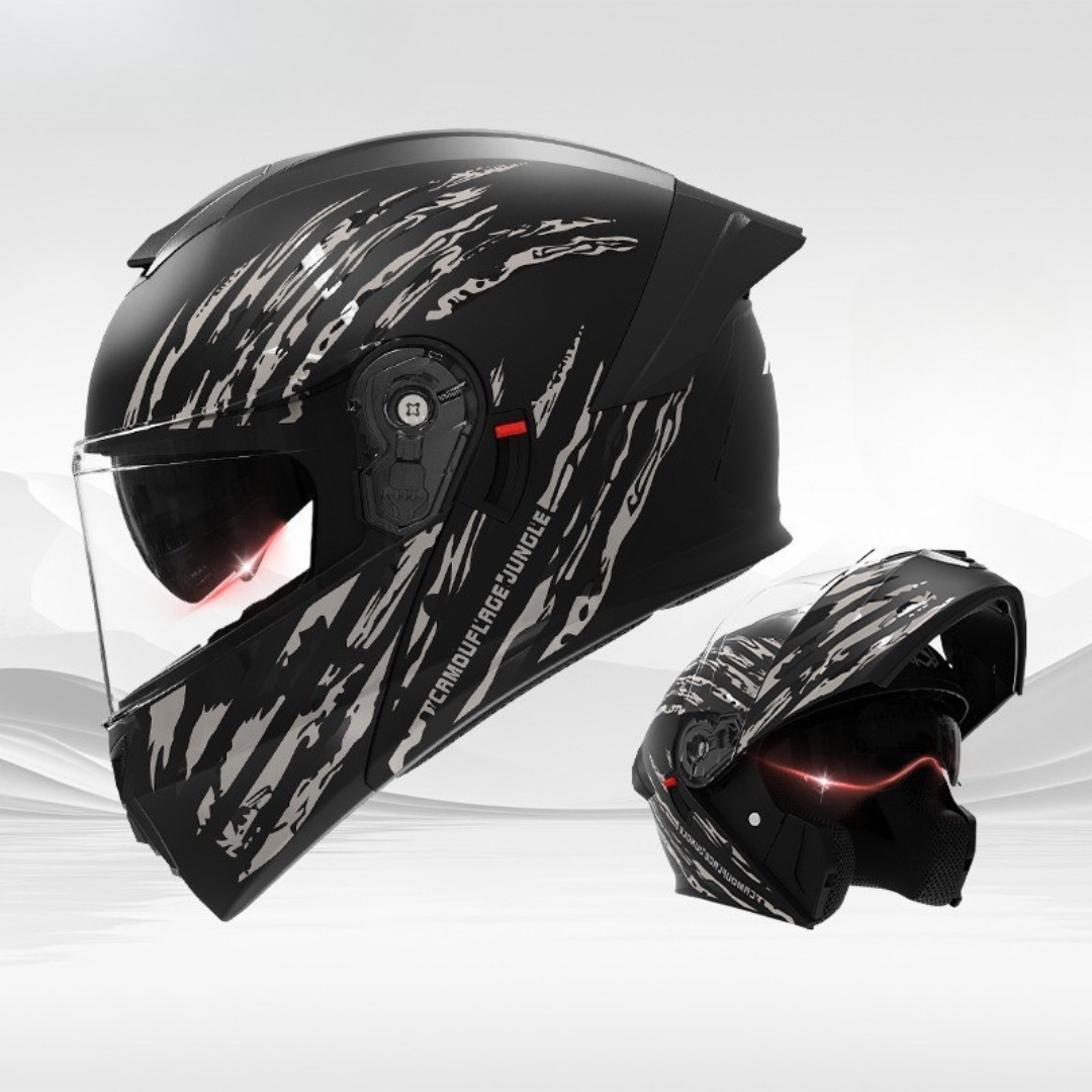 Men’s Motorcycle Helmet Double Lens Vintage Modular ABS