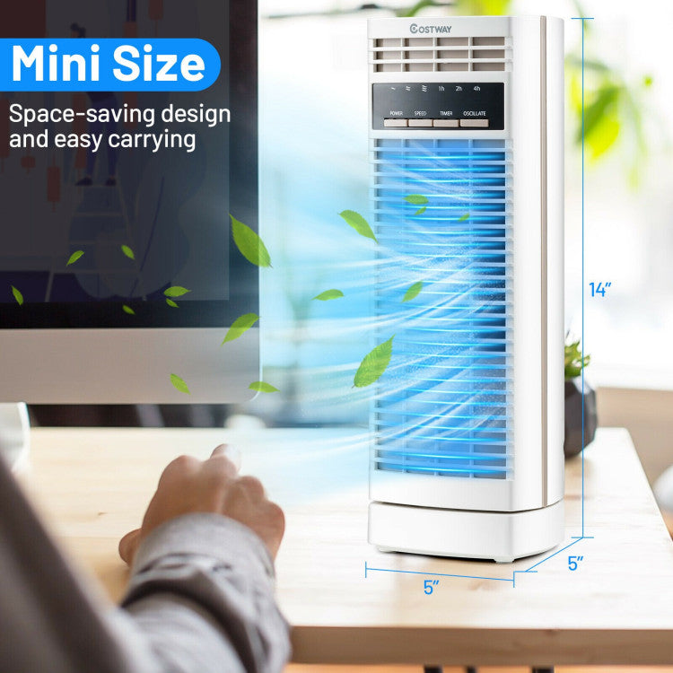 14 Inch Mini Oscillating Tower Fan Electric Desk Fan with 3 Speed and Timer 1