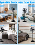 16 Inch Pedestal Standing Fan Oscillating Pedestal Fan with 3 Speeds and Adjustable Height 3