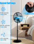 16 Inch Pedestal Standing Fan Oscillating Pedestal Fan with 3 Speeds and Adjustable Height 4