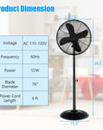 16 Inch Pedestal Standing Fan Oscillating Pedestal Fan with 3 Speeds and Adjustable Height 7