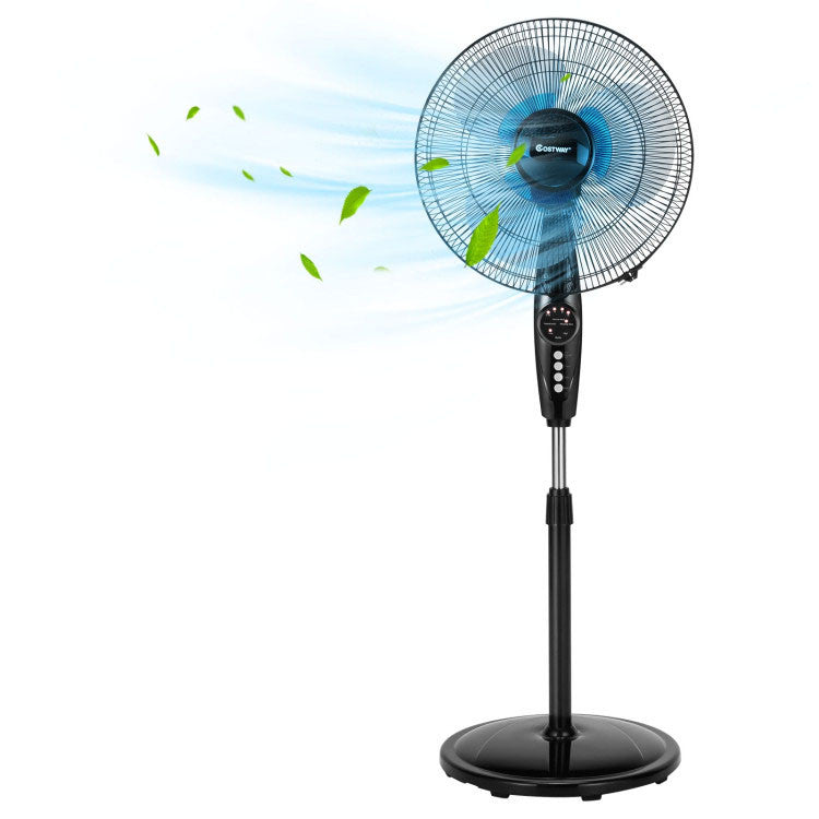 16 Inches Adjustable Height Fan with Quiet Oscillating Stand for Home and Office 0