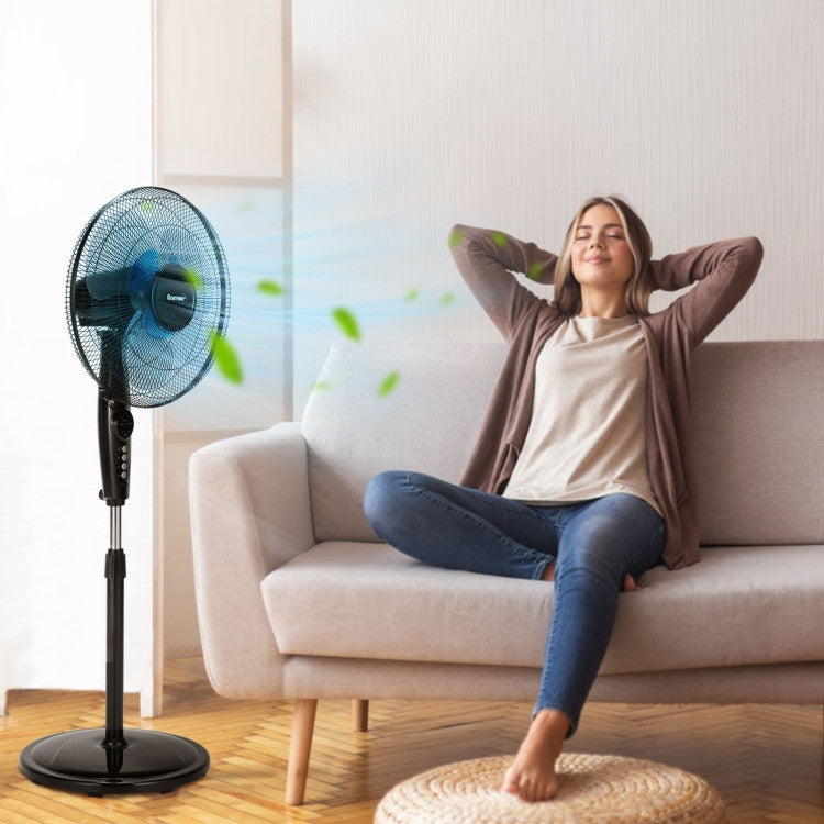16 Inches Adjustable Height Fan with Quiet Oscillating Stand for Home and Office 2