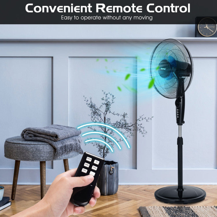 16 Inches Adjustable Height Fan with Quiet Oscillating Stand for Home and Office 3