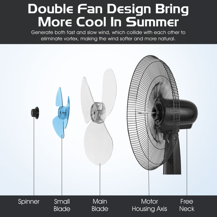 16 Inches Adjustable Height Fan with Quiet Oscillating Stand for Home and Office 4