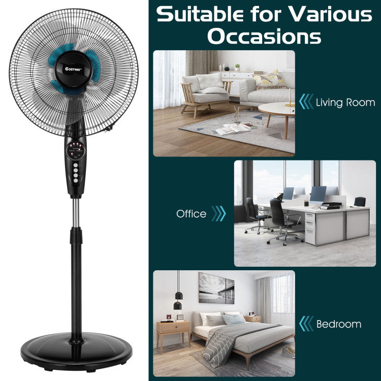 16 Inches Adjustable Height Fan with Quiet Oscillating Stand for Home and Office 5