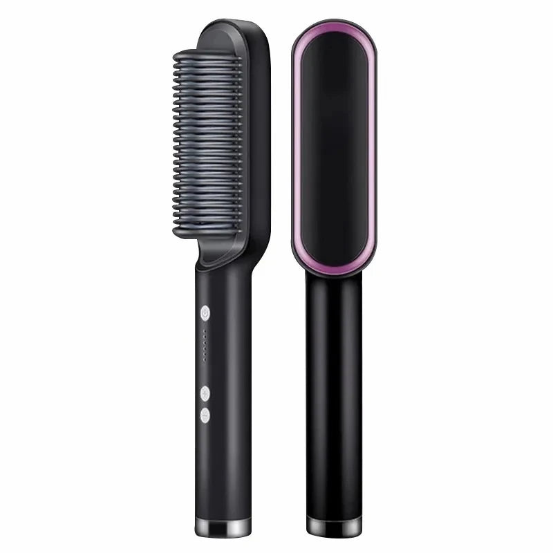 2-in-1 Hair Brush and Blow Dryer Brush with Adjustable Heat Settings for Straightening and Curling – Tourmaline Ceramic Technology 0