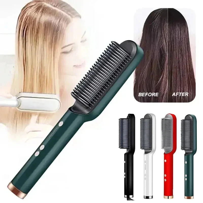 2-in-1 Hair Brush and Blow Dryer Brush with Adjustable Heat Settings for Straightening and Curling – Tourmaline Ceramic Technology 1