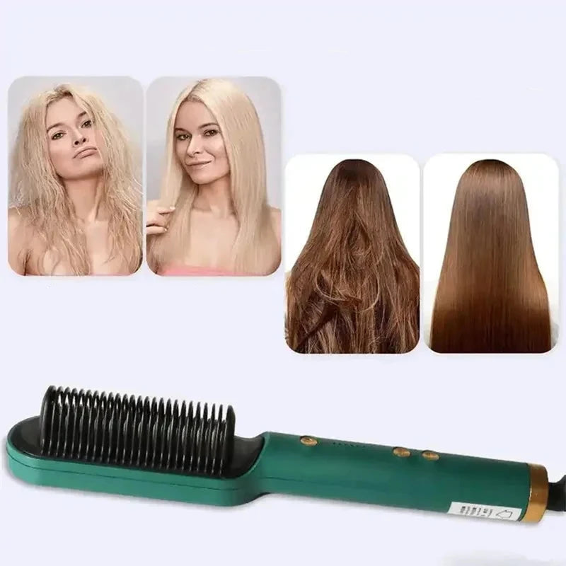 2-in-1 Hair Brush and Blow Dryer Brush with Adjustable Heat Settings for Straightening and Curling – Tourmaline Ceramic Technology 2