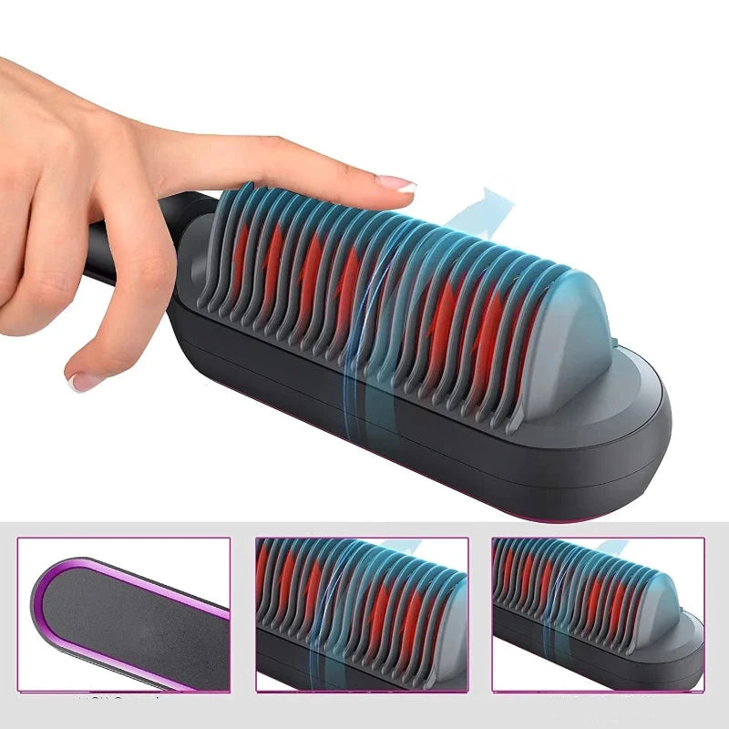 2-in-1 Hair Brush and Blow Dryer Brush with Adjustable Heat Settings for Straightening and Curling – Tourmaline Ceramic Technology 3