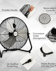 20 Inch High-Velocity Floor Fan with 3 Wind Speeds 4