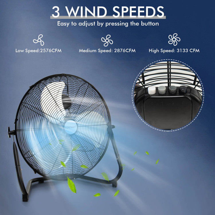 20 Inch High-Velocity Floor Fan with 3 Wind Speeds 5