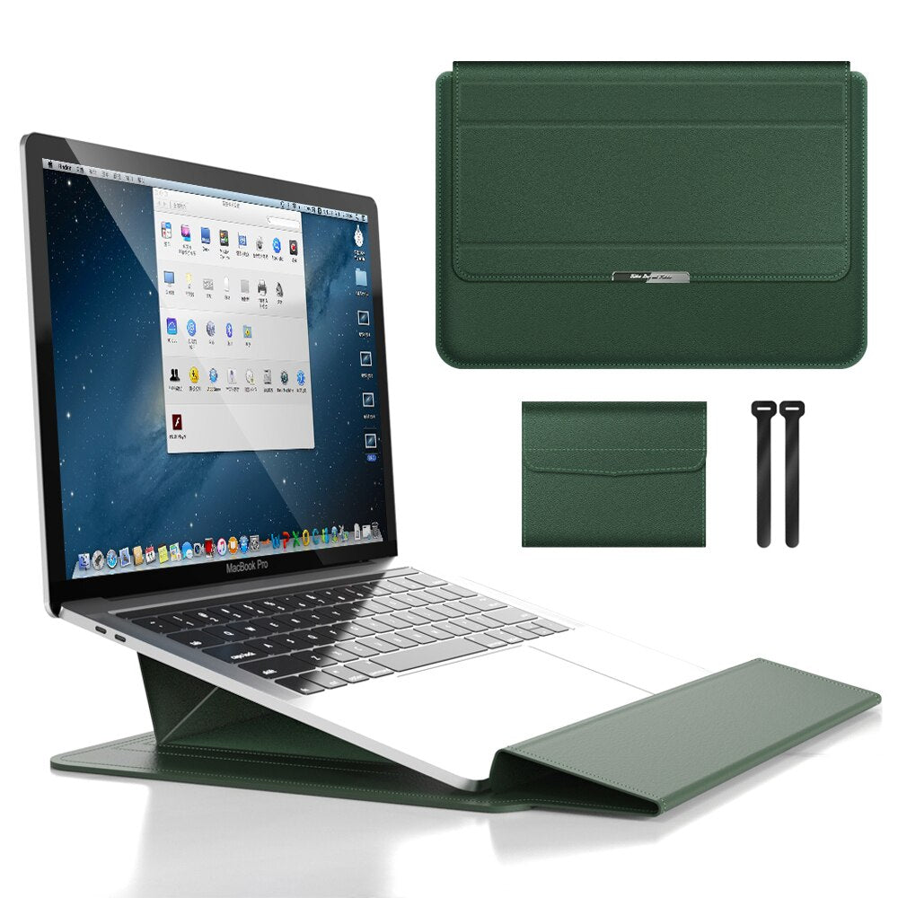 3-in-1 Waterproof Laptop Sleeve with Shock-Resistant Design and Accessory Storage - Elegant MacBook Case for Travel and Office 0