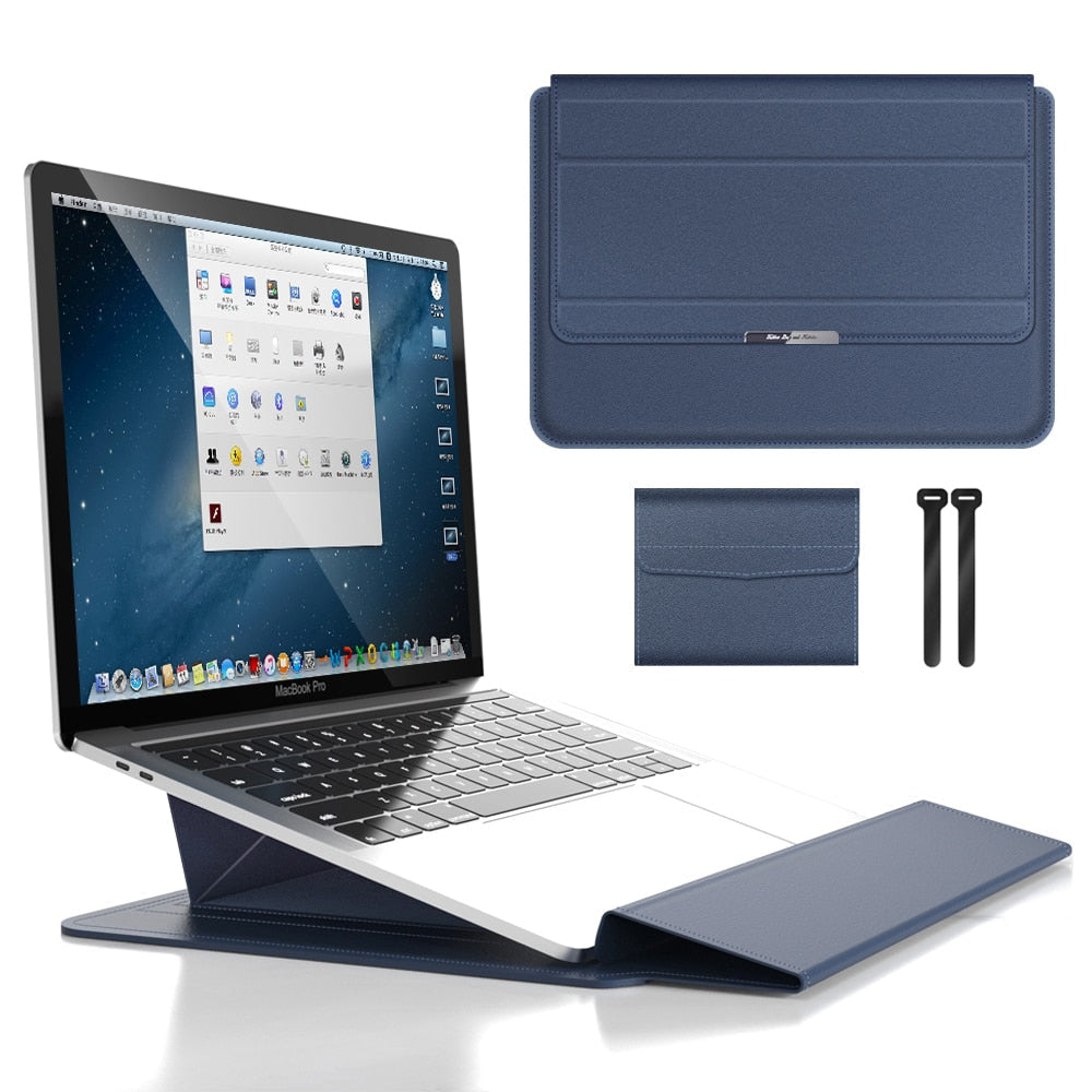 3-in-1 Waterproof Laptop Sleeve with Shock-Resistant Design and Accessory Storage - Elegant MacBook Case for Travel and Office 2