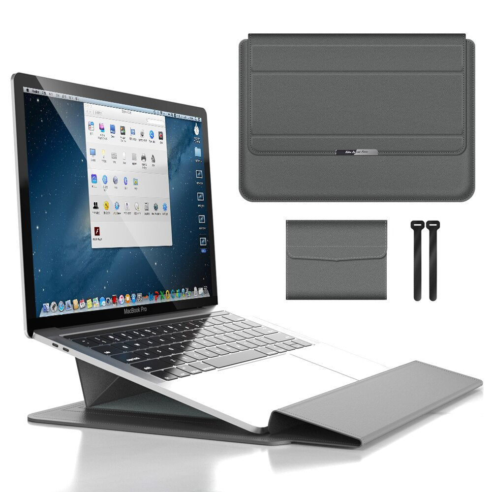 3-in-1 Waterproof Laptop Sleeve with Shock-Resistant Design and Accessory Storage - Elegant MacBook Case for Travel and Office 4