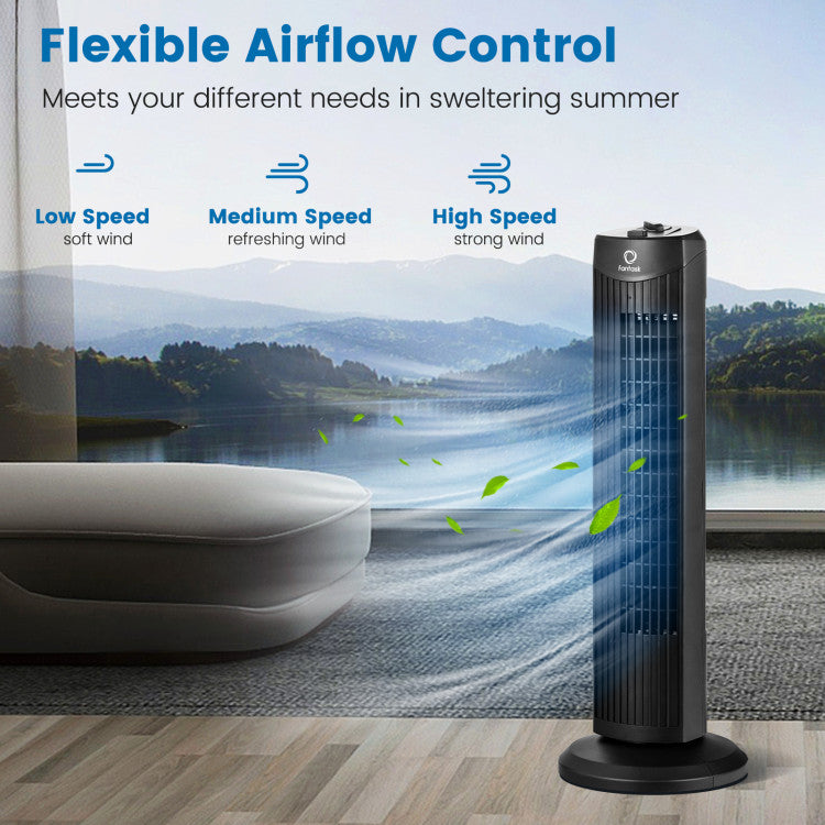 35W 28 Inch Quiet Bladeless Oscillating Tower Fan 5
